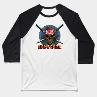 KAMIKAZE FIGHTER PILOT SKULL Baseball T-Shirt